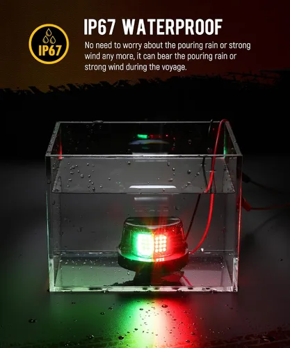 Vista 4 de Partsam 1 Uds. Luces de arco de barco marino, 24 luces LED de navegación roja y verde para buque, pontón, yate, skiff skeeter