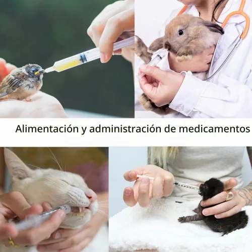 Vista 3 de Paquete de 10 jeringas de plástico de 0.03 fl oz, individuales, para medición en laboratorios científicos, de líquidos, alimentar a mascotas