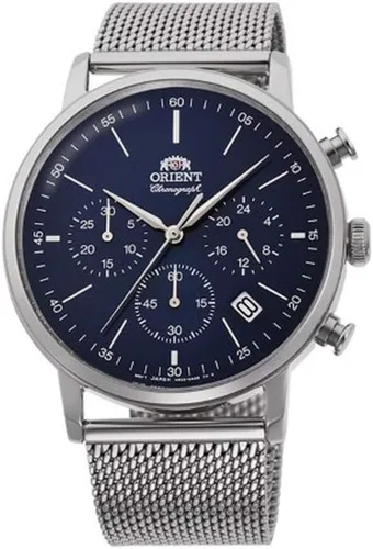 Vista 3 de Orient Reloj clásico para hombre con esfera azul RA-KV0401L10B, Cronógrafo, movimiento de cuarzo
