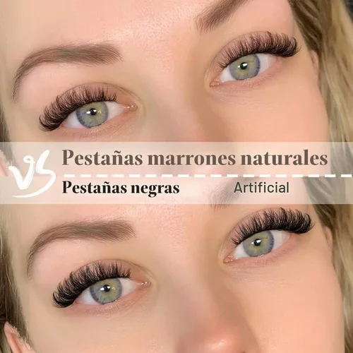 Vista 2 de Mavphnee Pestañas postizas marrones, ojo de gato, aspecto natural, extensión de pestañas rizadas D, banda transparente, pestañas marrones, pestañas