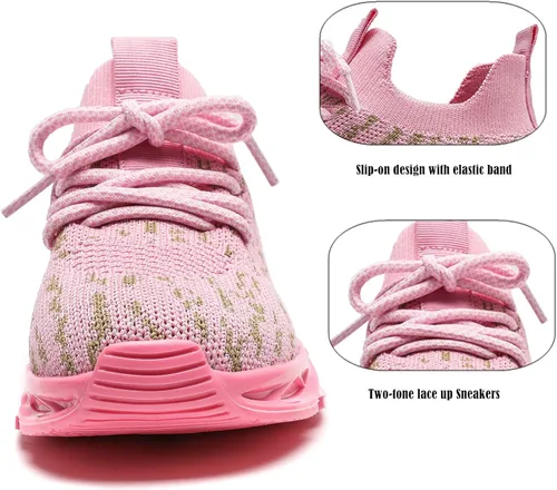 Vista 4 de DADAWEN Tenis deportivos para niños y niñas, ligeros, transpirables, para correr, para niños pequeños, niños grandes