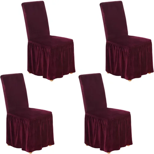 Vista 20 de NICEEC Fundas de silla de elastano para sillas de comedor, juego de 2 fundas de silla de comedor extraíbles con falda, fundas para sillas Parson