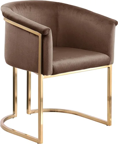 Vista 12 de Meridian Furniture 758Beige-C Tierra Collection Modern Silla de comedor tapizada contemporánea con lujoso terciopelo beige, acabado de latón