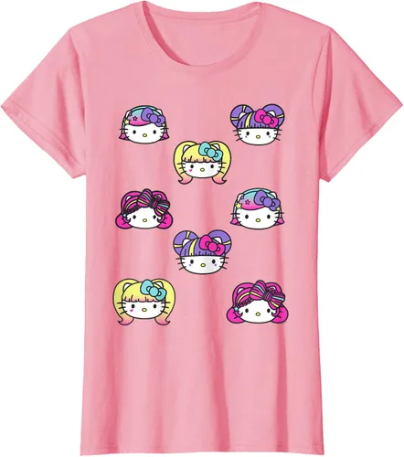 Vista 15 de hello kitty Kawaii Multi peinado Tee, Azul (Heather blue)