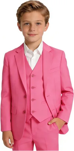 Vista 20 de Trajes para niños, traje de portador de anillos, chaleco formal y pantalones para niño, conjunto de trajes de boda Azul bebé
