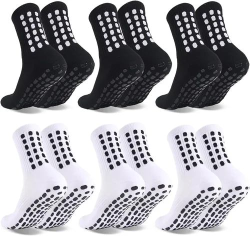 Vista 8 de 6 Pairs Grip Soccer Socks Colorful Non Slip Sports Football Basketball Hospital Yoga Socks for Men Women
