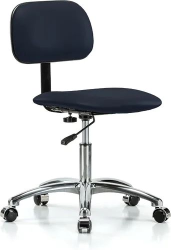 Vista 16 de Perch - Silla de laboratorio cromada con respaldo ajustable, altura del escritorio de 17 a 22 pulgadas, tela negra
