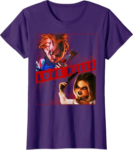 Vista 51 de Child's Play Chucky and Tiffany Love Kills T-Shirt Asphalt Grey