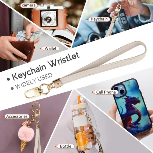 Vista 4 de KNGITRYI Billeteras pequeñas de pulsera para mujer RFID para tarjetas de crédito, cartera con llavero, cartera para tarjetas de crédito