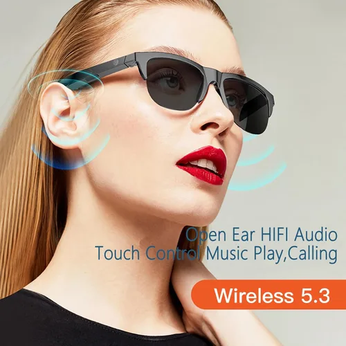 Vista 3 de F06 - Lentes de sol inteligentes con Bluetooth de oreja abierta para hombres y mujeres, 5.3 Bluetooth, control táctil, llamadas de música con lentes