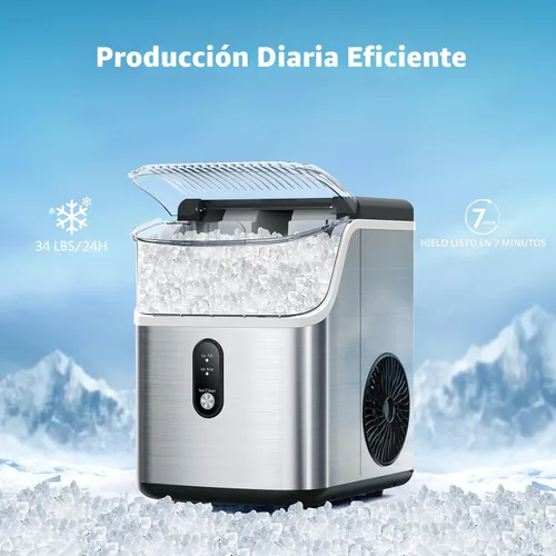 Vista 2 de COWSAR Nugget Ice Makers - Máquinas de hielo de nuggets para encimera, hielo suave masticable en pellets, con función de limpieza automática, 35