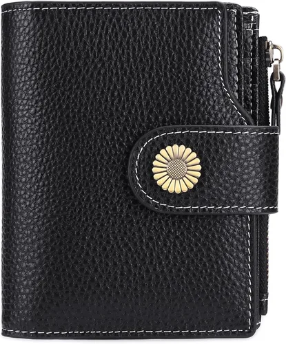 Vista 21 de FALAN MULE Cartera pequeña para mujer, de piel, plegable, compacta, pequeña, con bloqueo RFID, amarillo, antiguo (Antique Yellow), Cartera Rfid