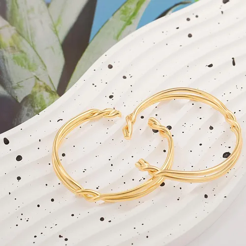 Vista 7 de PEARLADA Brazalete de oro de 18 quilates para mujer, pulsera gruesa y abierta, ajustable, joyería de moda