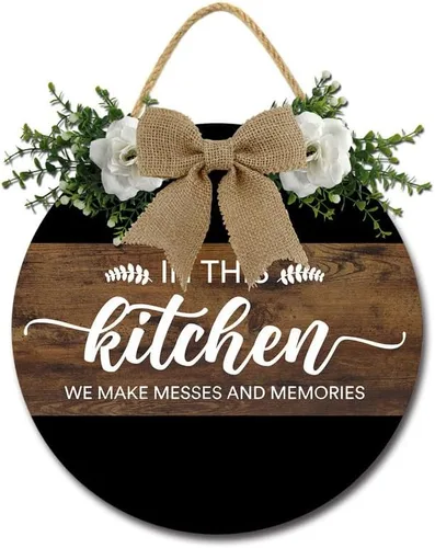 Vista 8 de Decoración de pared de cocina Bless This Kitchen Decoración de pared rústica de madera divertida para puerta de cocina para decoración de pared
