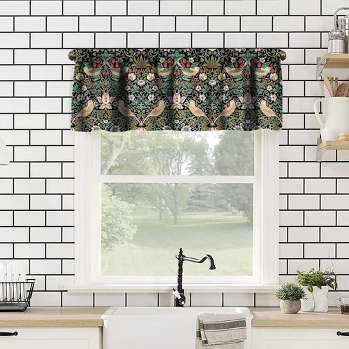 Vista 2 de William Morris - Cenefa de cocina, diseño retro de ladrones de fresas, estampado floral, para cocina, sala de estar, baño, cafetería, decoración