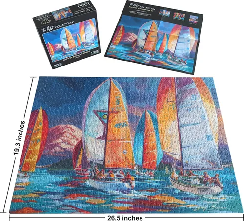 Vista 2 de Rompecabezas de 1000 piezas difíciles de Nearly Impossible con ilustraciones de velero con licencia elegante, rompecabezas más difíciles