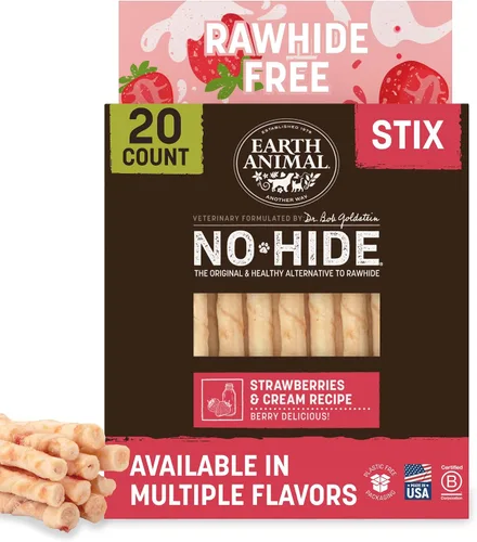 Vista 35 de Earth Animal No Hide Stix - Palitos masticables sin cuero de larga duración para perros pequeños, sabor a carne de res - Paquete de valor de 20