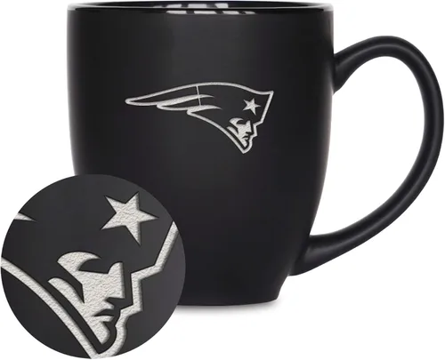 Vista 31 de Rico Industries Taza Bistro Mate Negra de Fútbol Americano NFL de 15 onzas - Para Bebidas Calientes o Frías - Logotipo del Equipo Grabado para una