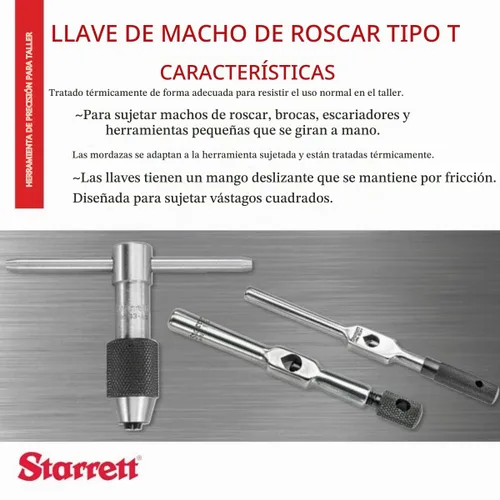 Vista 2 de Starrett Llave de grifo con mango en T, longitud del cuerpo de 2", vástago
