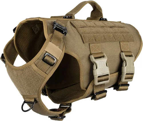 Vista 25 de ICEFANG GN3 Arnés táctico para perro con hebilla 6X, chaleco Molle para perro con asa, cobertura corporal 3/4, panel de gancho y bucle para parche