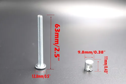 Vista 2 de FGen 12 piezas accesorios para cuna M6 tuerca de perno M6 x 2.362 in estantería de cabeza reclinable tornillo tuerca de martillo