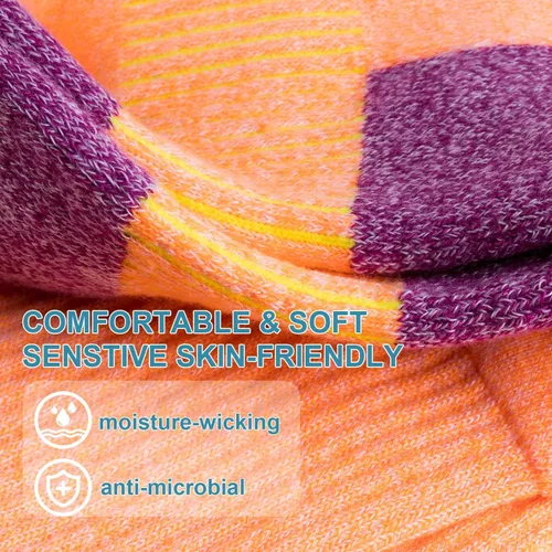 Vista 5 de Gonii Women Socks Hiking Running Thick Cushion Athletic Crew Socks 5-Pair