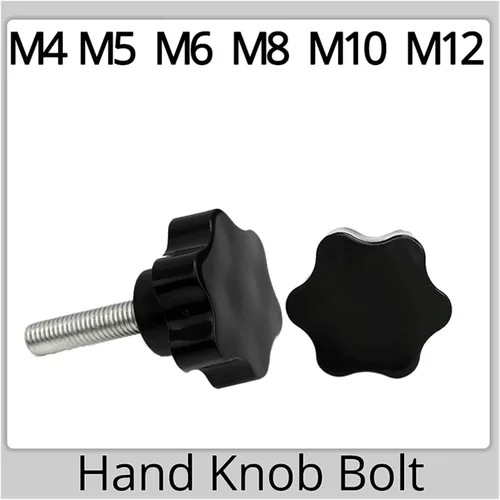 Vista 3 de M4 M5 M6 M8 M10 M12 Tornillos de mano de seis lóbulos 304 Rosca de acero inoxidable de sujeción de mango de pulgar Perno de plástico