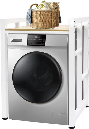 Vista 8 de Soporte apilable para lavadora y secadora, estantes resistentes para lavadora y secadora con estante ajustable, capacidad de peso de 418.9 libras