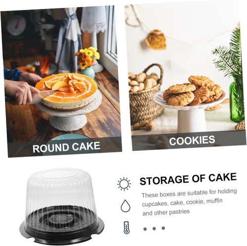 Vista 7 de Didiseaon 10 piezas caja de pastel contenedor de galletas redondo soporte para pasteles recipiente transparente cubiertas de pastel plástico