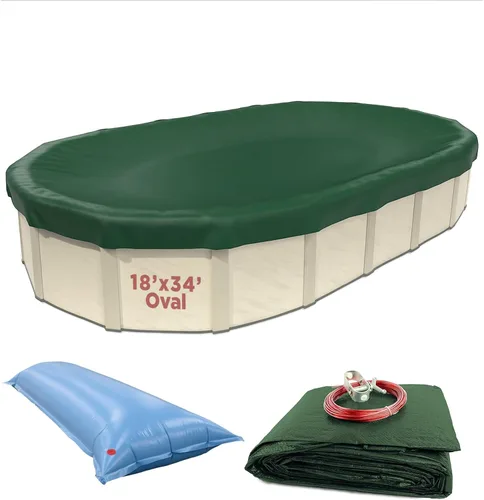Vista 7 de Buffalo Blizzard Ripstopper - Funda de invierno verde para piscinas redondas sobre el suelo de 12 pies La superposición de 4 pies permite una