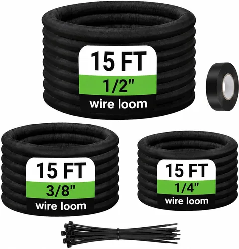 Vista 13 de Funda de organización de cables divididos de 10 pies, protector de cable de telar de alambre para cables de arnés automotriz de alta temperatura
