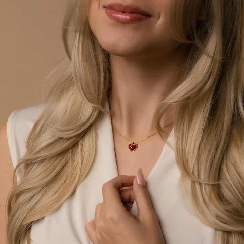 Vista 2 de Joxevyia Carnelian Crystal Heart Necklace Raw Stone Healing Crystals Dainty Heart Gemstone Gold Pendant Necklace Anniversary Birthday Valentines