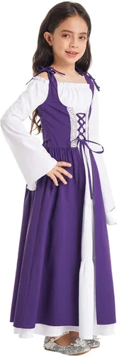 Vista 3 de Shinsto Vestidos de princesa victoriana medieval para niñas, disfraz renacentista para fiesta de Halloween