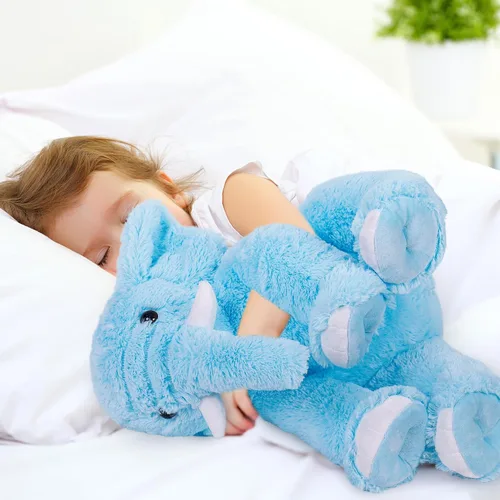 Vista 4 de OurHonor Animales de peluche con peso de elefante, 5 libras y 16 pulgadas, peluche de elefante de peluche con peso, regalos para niños y adultos Azul