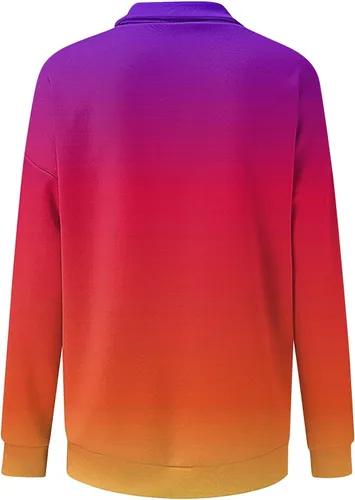 Vista 4 de FlekmanArt Sudaderas de manga larga con estampado de media cremallera para mujer, ajuste holgado, manga larga, ropa cómoda y elegante