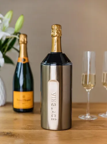 Vista 8 de Vinglacé Enfriador de Botella de Vino - Aislador de Champán Portátil - Funda de Enfriador de Vino de Acero Inoxidable - Mantiene el Vino Frío