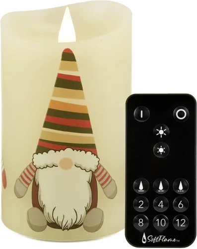 Vista 16 de Velas de Navidad sin llama con control remoto, 7,6 cm x 12,7 cm, Velas parpadeantes de cera real con mecha 3D, pilas, vela de árbol de Navidad Árbol