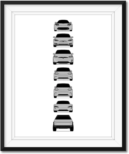 Vista 7 de Custom Car Posters Póster hecho a mano compatible con Tesla Generations e impresión de Roadster, Model S, Model X, Model 3, Model Y, Cyber Truck