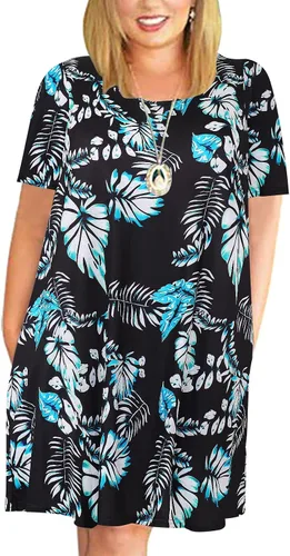 Vista 18 de Kancystore Vestido casual de verano para mujer, talla grande, con bolsillos Albaricoque