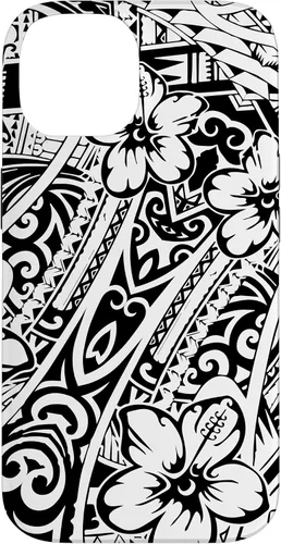 Vista 4 de iPhone 16 lindo tatuaje polinesio hawaiano tribal samoano patrón caso