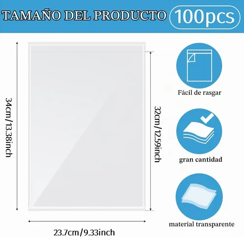 Vista 2 de 100 bolsillos autoadhesivos para exhibición, fundas de papel de 8.5 x 11 pulgadas para comunicación de pared y puerta, protectores de hojas