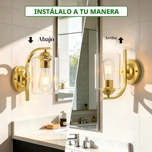 Vista 6 de Phaosio Apliques de pared dorados para baño, lámparas modernas de tocador