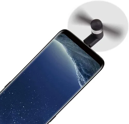 Vista 4 de Ventilador de teléfono para iPhone, mini ventilador portátil de teléfono celular para iPhone 14/14 Plus/14 Pro Max/SE 3/13/13 Pro/12/12 Pro Negro