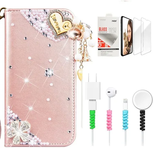 Vista 10 de Bling SSBLDwSPCPSeries-11 - Funda de piel con tapa y protector de pantalla y cable