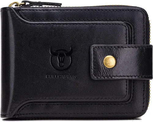 Vista 51 de LUKZIJAES Billetera de cuero genuino para hombre, con bloqueo RFID, delgada, plegable, bolsillo frontal, #3-Café, Vintage