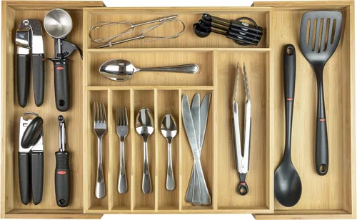 Vista 20 de KitchenEdge Organizador Premium de Cubiertos, Vajilla y Utensilios para Cajones de Cocina, Grado Comercial Apto para Alimentos, Expandible de 10.5 a