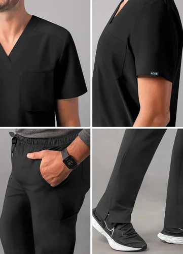 Vista 4 de Adar Addition Go-Basic - Conjunto de uniforme médico para hombre, camiseta médica clásica con cuello en V y pantalones médicos tipo cargo, A9300