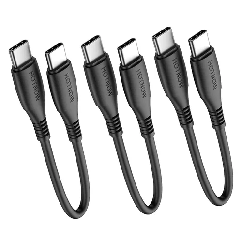 Vista 8 de Cable corto USB C a USB C de 0.5 pies, paquete de 3, cable de carga rápida