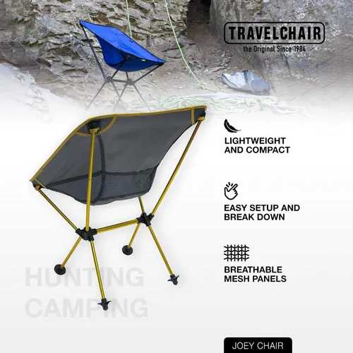 Vista 4 de Travel Chair Joey Silla plegable para acampar al aire libre para senderismo, mochilero, césped, playa, deportes, ligera, estable, portátil