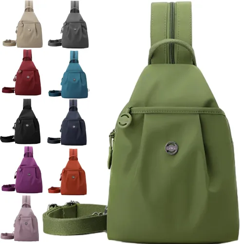 Vista 18 de Bolsa impermeable de 2 vías, bolsa de hombro convertible Oxford de gran capacidad, bolsa cruzada para mujer, mochila de viaje, Negro -, Mediana